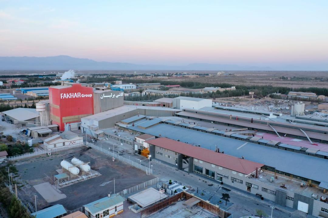 Aerial view of the tile factory production halls and kiln lines